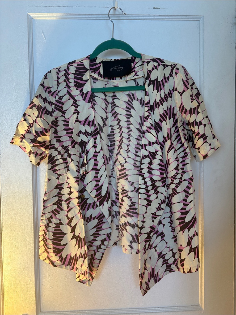Rachel Comey draped linen & silk top - Purple & Cream